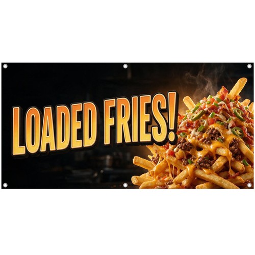 Loaded fries vinyl banner - loaded,